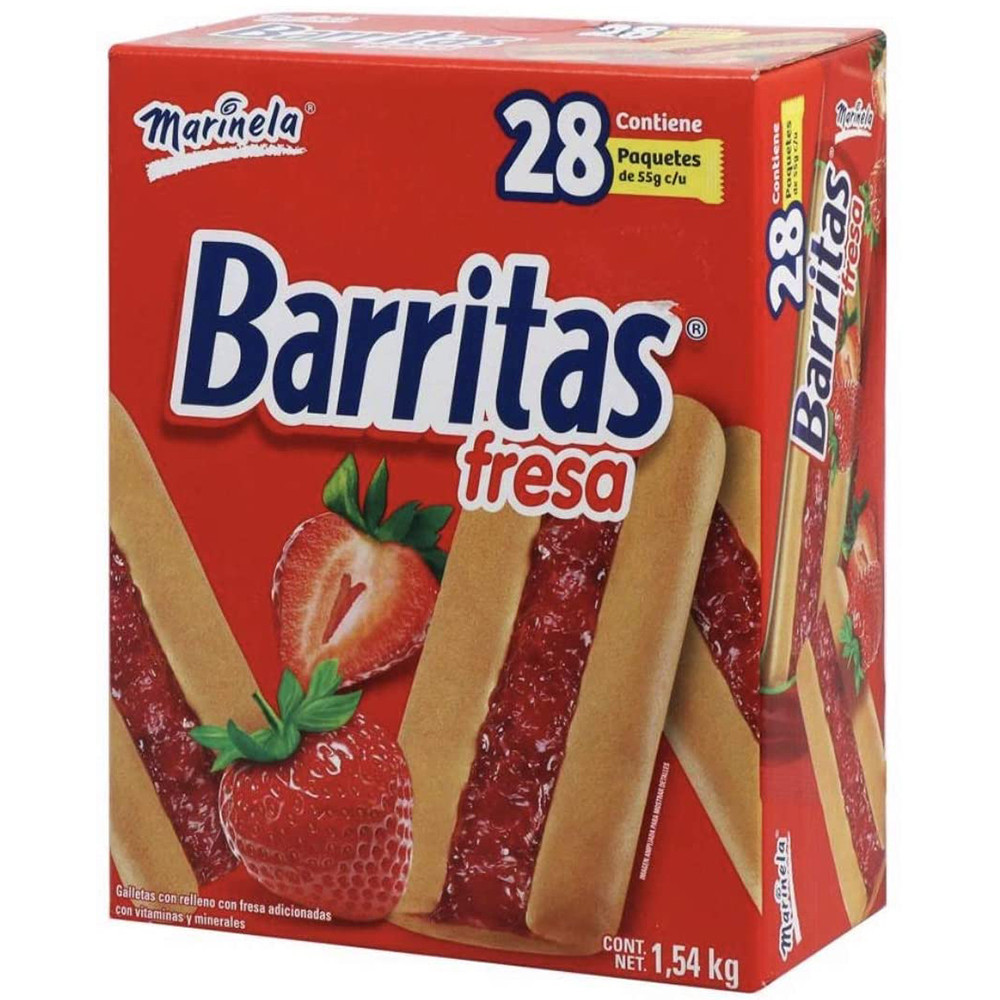 Mexgrocer Europe Marinela Strawberry Barritas 28 x 55g Buy online